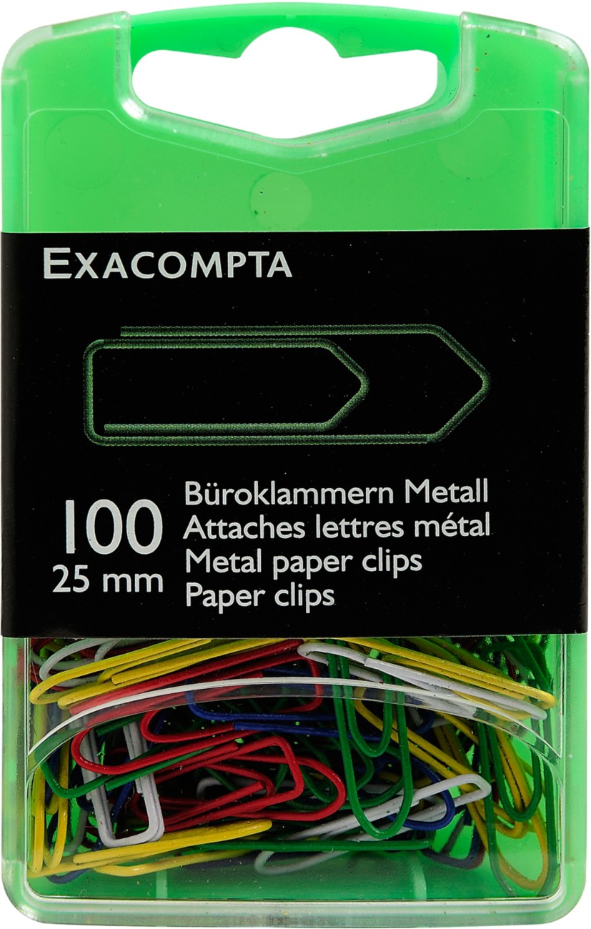 Exacompta Büroklammern Farbig sortiert 14744E 5,7 (B) x 2,2 (T) x 9 (H) cm Farbig sortiert 1000 Stück