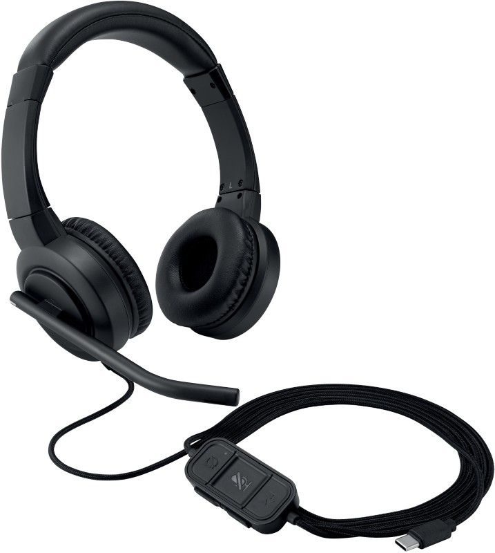 Kensington H1000 Kopfhörer K83450WW Verkabelt On-Ear 1,8 m USB-C-Kabel Noise-Cancelling Mikrofon Schwarz