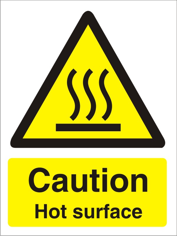 Stewart Superior Warning Sign Caution: Hot Surface Adhesive Vinyl 7.5 X 5 Cm Pack Of 5