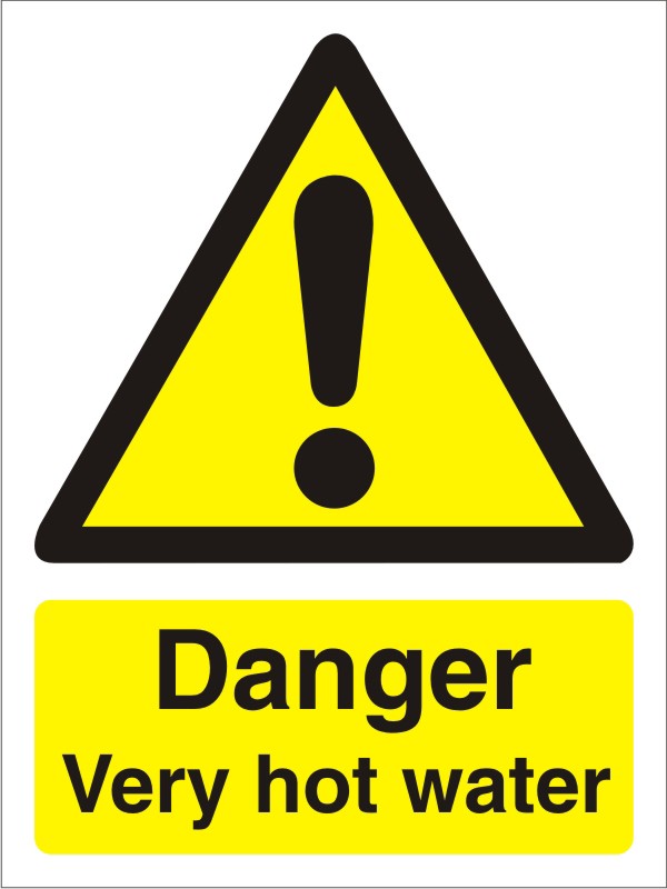 Stewart Superior Warning Sign Very Hot Water Adhesive Plastic 7.5 X 5 Cm Pack Of 5