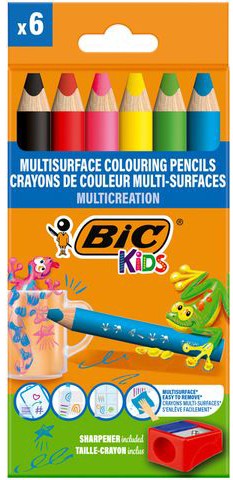 Bic Colouring Pencils Assorted With Sharpener Pack Of 6