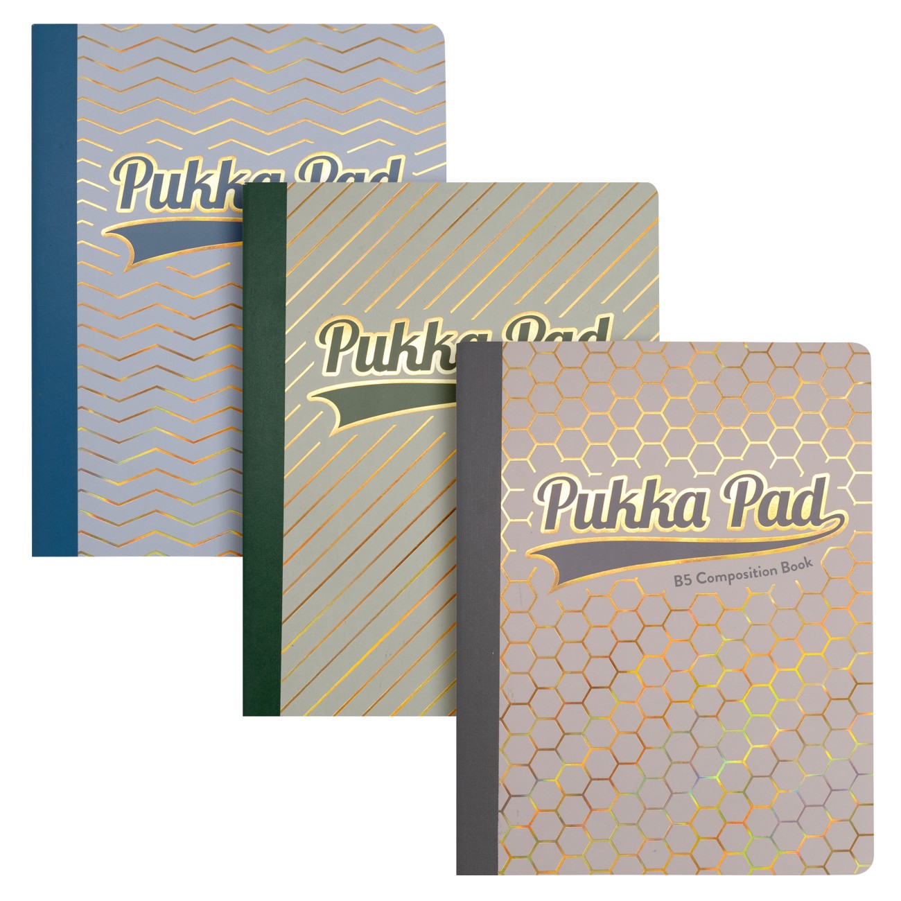 Pukka Pad Haze Composition Book B5 Ruled Sewn Side Bound Card Assorted 140 Pages Pack Of 3