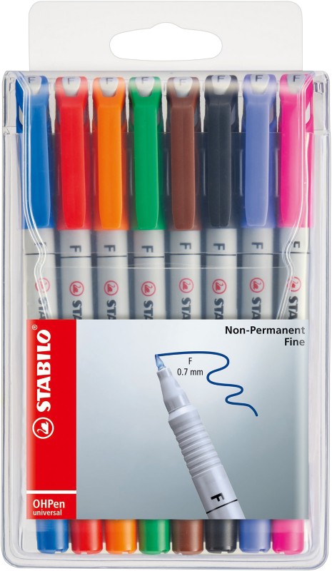 Thumbnail - STABILO universal OHP-Marker Fein Filzspitze 0.7 mm Farbig sortiert 8 Stück