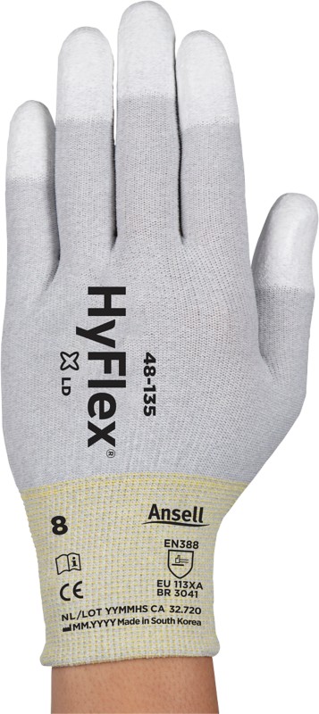 Ansell HyFlex 48-135 Mechanical Protection Handschuhe Nylon Größe 6 Grau 12 Paar