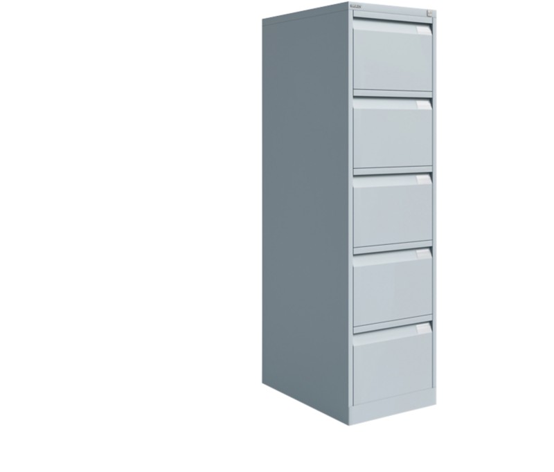 Bisley Metall-Hängeregistraturschrank 5 Schubladen 413 x 622 x 1.511 mm Hellgrau