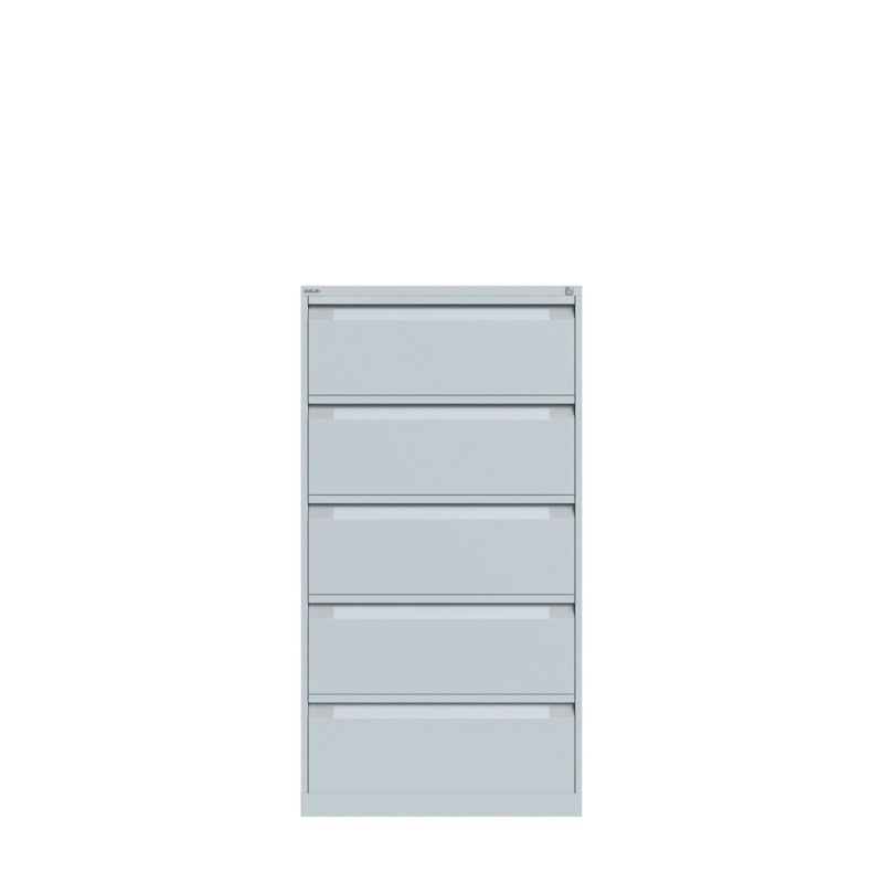 Bisley Metall-Hängeregistraturschrank 5 Schubladen 800 x 622 x 1.511 mm Hellgrau