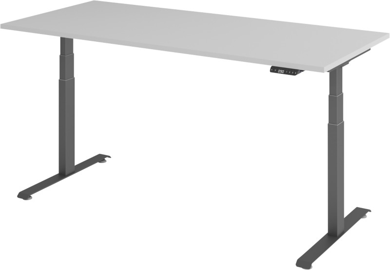 Hammerbacher Rechteckig Sitz-Stehschreibtisch 1.600 x 800 mm Metall, Holz 1.600 x 800 mm Hellgrau
