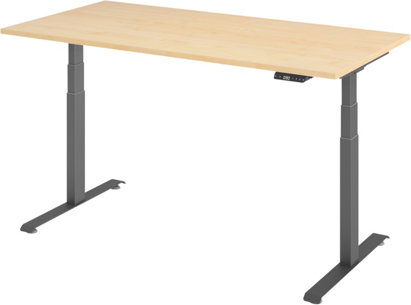 Hammerbacher Rechteckig Sitz-Stehschreibtisch 1.600 x 800 mm Metall, Holz 1.600 x 800 mm Braun