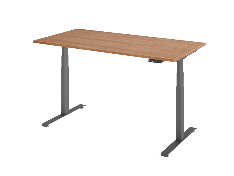 Hammerbacher Rechteckig Sitz-Stehschreibtisch 1.600 x 800 mm Metall, Holz 1.600 x 800 mm Braun