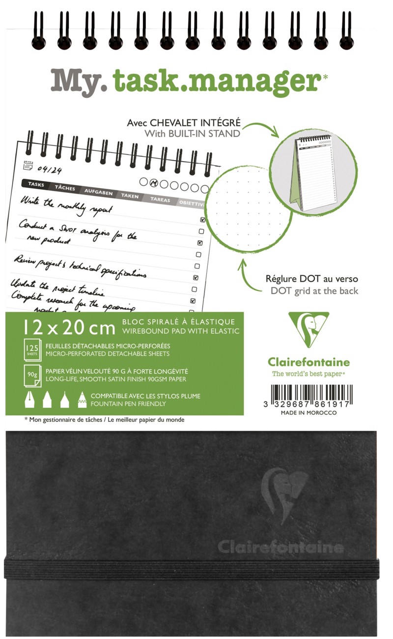 Clairefontaine Age Bag Planner Black A5 Ruled Twin Wire Perforated 786191C