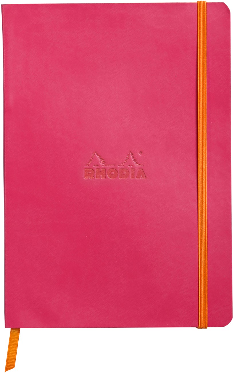 Rhodia Notebook A5 Ruled Casebound Side Bound Soft Cover Raspberry Not Perforated 160 Pages