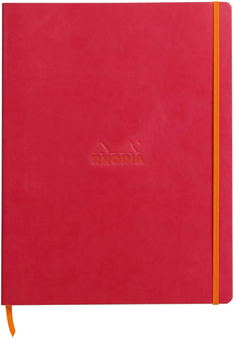 Rhodia Notebook A4+ Ruled Casebound Side Bound Soft Cover Raspberry Not Perforated 160 Pages
