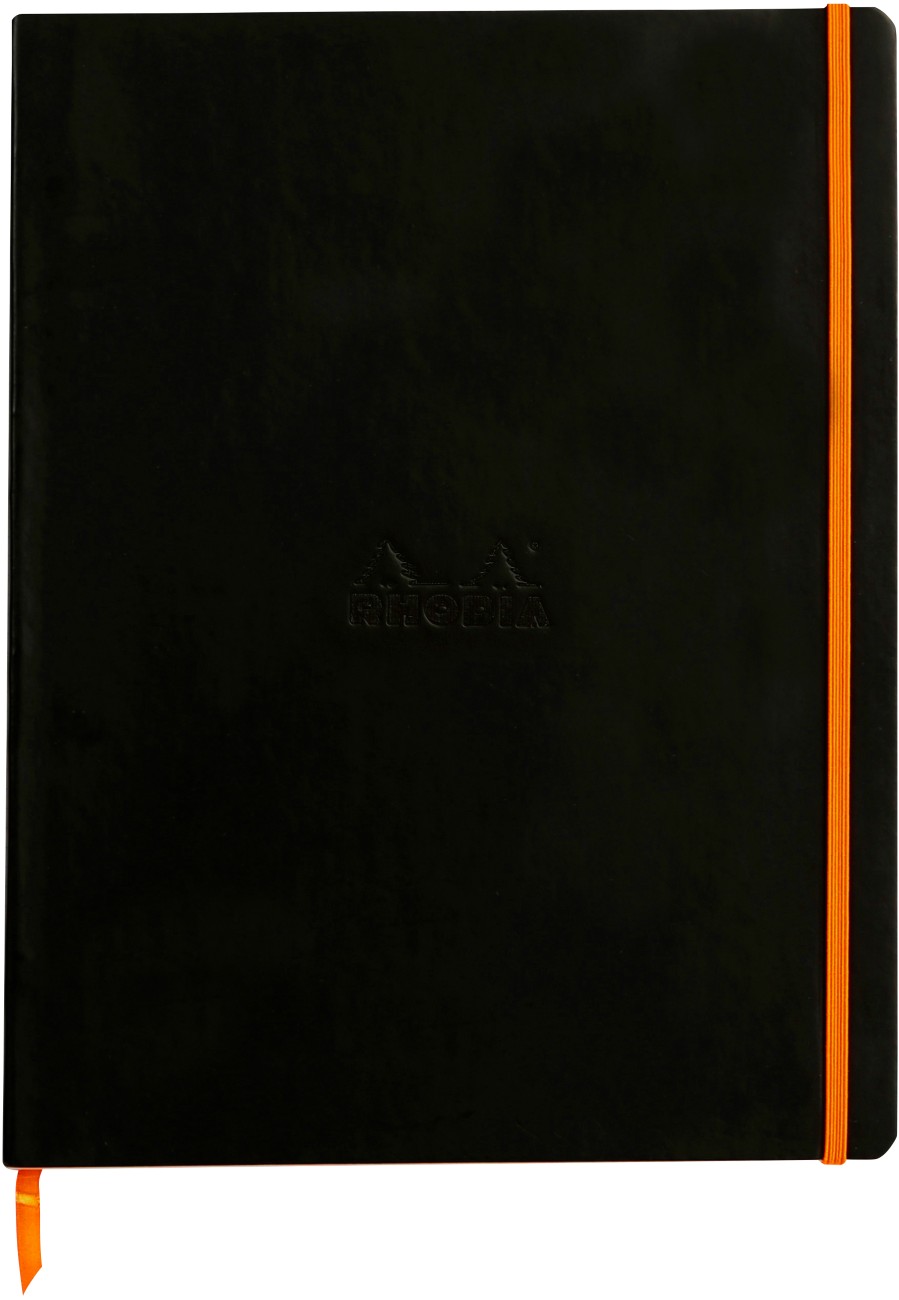 Rhodia Notebook A4+ Ruled Casebound Side Bound Soft Cover Black Not Perforated 160 Pages