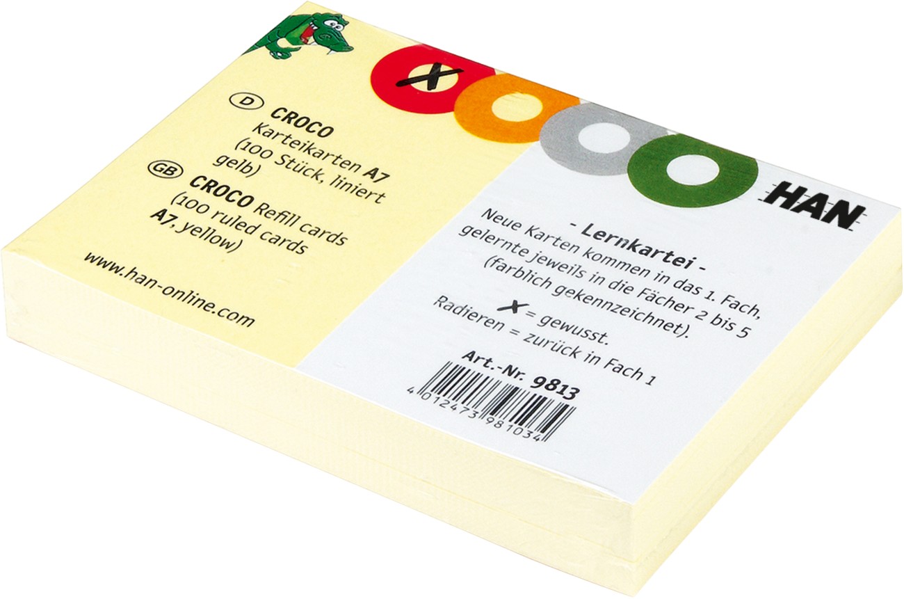 HAN Karteikarten A7 Gelb 7,4 x 10,5 cm 100 Stück