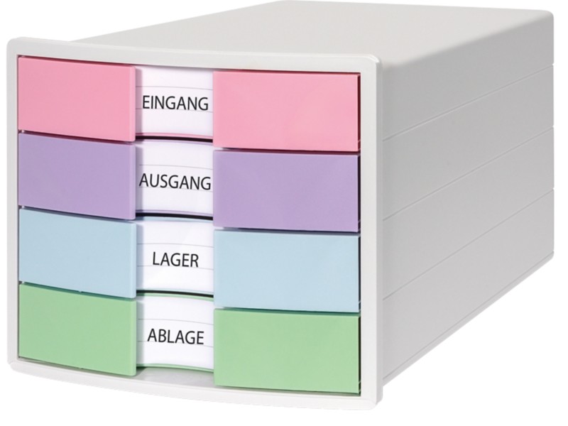 HAN IMPULS Schubladenbox PS (Polystyrol) Weiß 4 Schübe 28 x 36,7 x 23,5 cm DIN A4