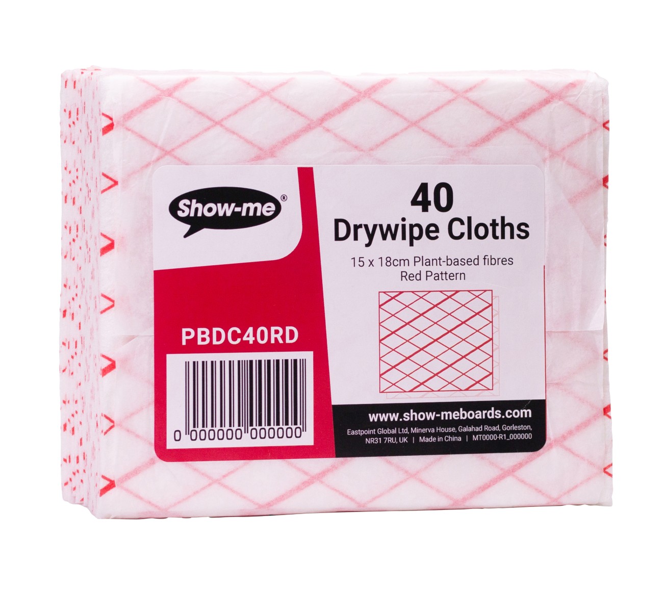Show-Me Whiteboard Cleaning Cloth Pbdc40rd Pack Of 40