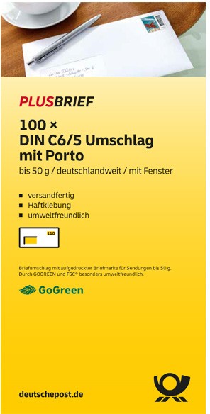 Deutsche Post Briefmarken mit Umschlag 1,10 ¤ 100 Stück