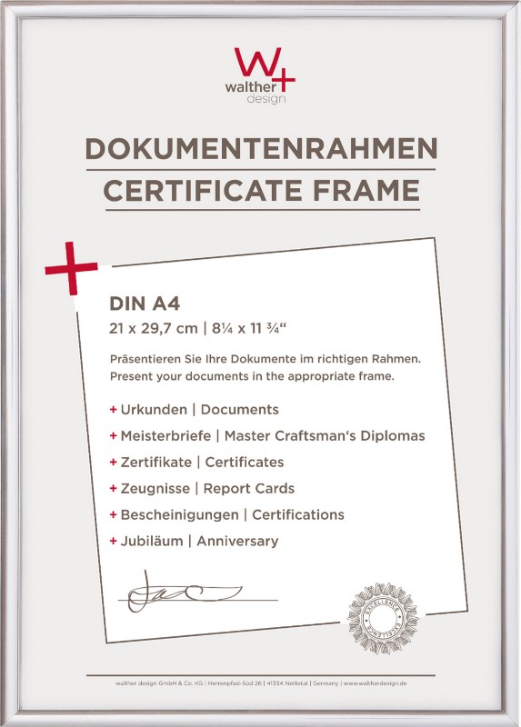 walther design DIN A4 Bilderrahmen Schwarz Kunststoff KV130S 22,2 (B) x 1,4 (T) x 31 (H) cm