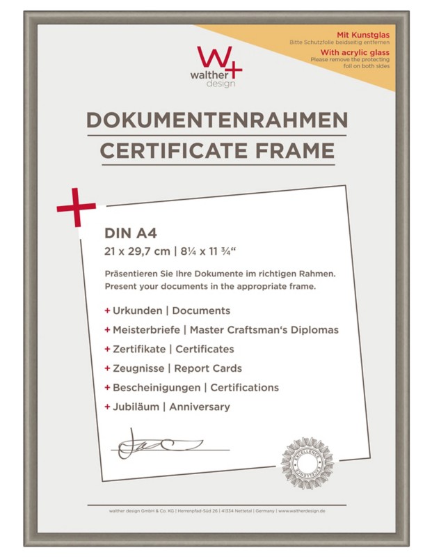 walther design DIN A4 Bilderrahmen Stahl Kunststoff KVX130D 22,2 (B) x 1,4 (T) x 31 (H) cm
