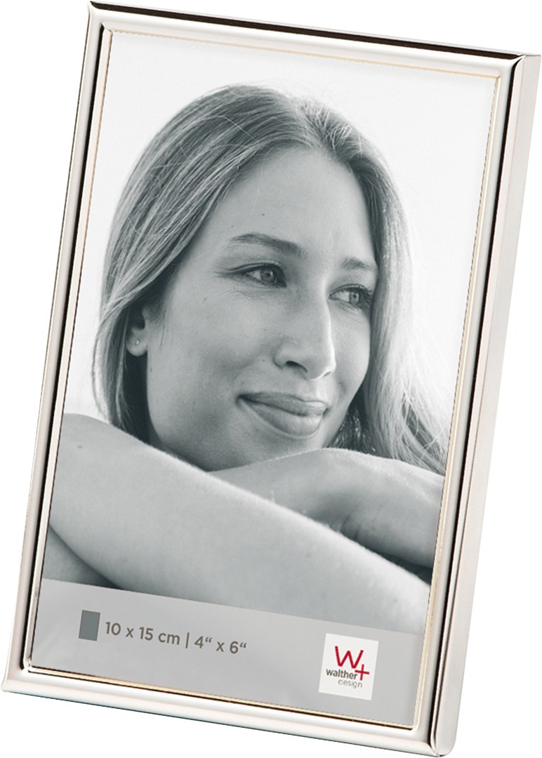 walther design Bilderrahmen Tischplatte Silber Aluminium WD015S 11,2 (B) x 1 (T) x 16,2 (H) cm