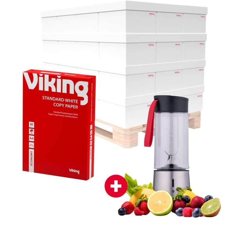 Viking Economy DIN A4 Druckerpapier Glatt Weiß 240 Pack à 500 Blatt + ALPINA Smoothie Mixer Schwarz, Silber