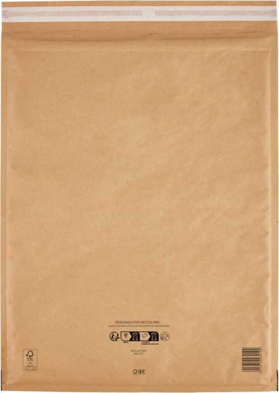 Mail Lite Luftpolster-Versandtaschen K/7 Gold Ohne Fenster Abziehstreifen 100 Stück
