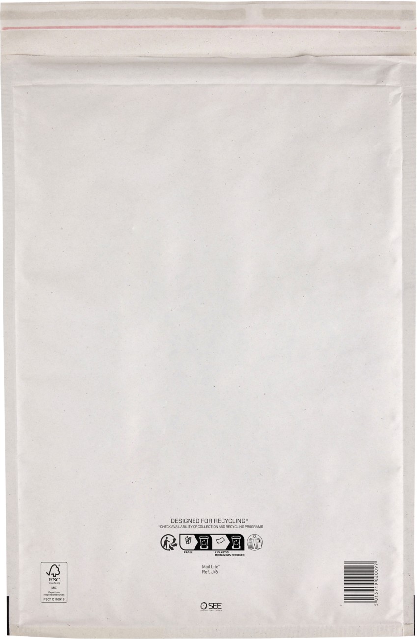 Mail Lite Luftpolster-Versandtaschen J/6 Weiß Blanko Abziehstreifen 100 Stück 1284574