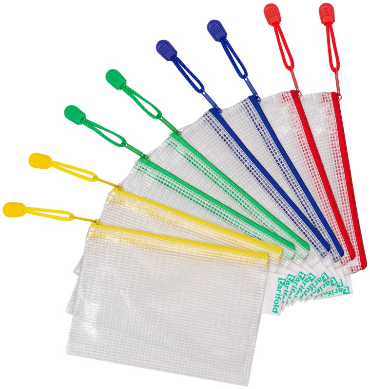 Djois Aufbewahrungstaschen DIN A6 Reißverschluss PVC (Polyvinylchlorid) Querformat 16 (B) x 18,5 (T) x 2,5 (H) cm Farbig...