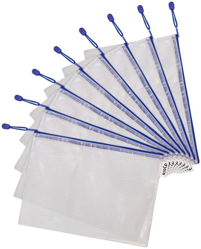 Djois Aufbewahrungstaschen DIN A4 Reißverschluss PVC (Polyvinylchlorid) Querformat 27 (B)34,5 (T)2,5 (H) cm Blau