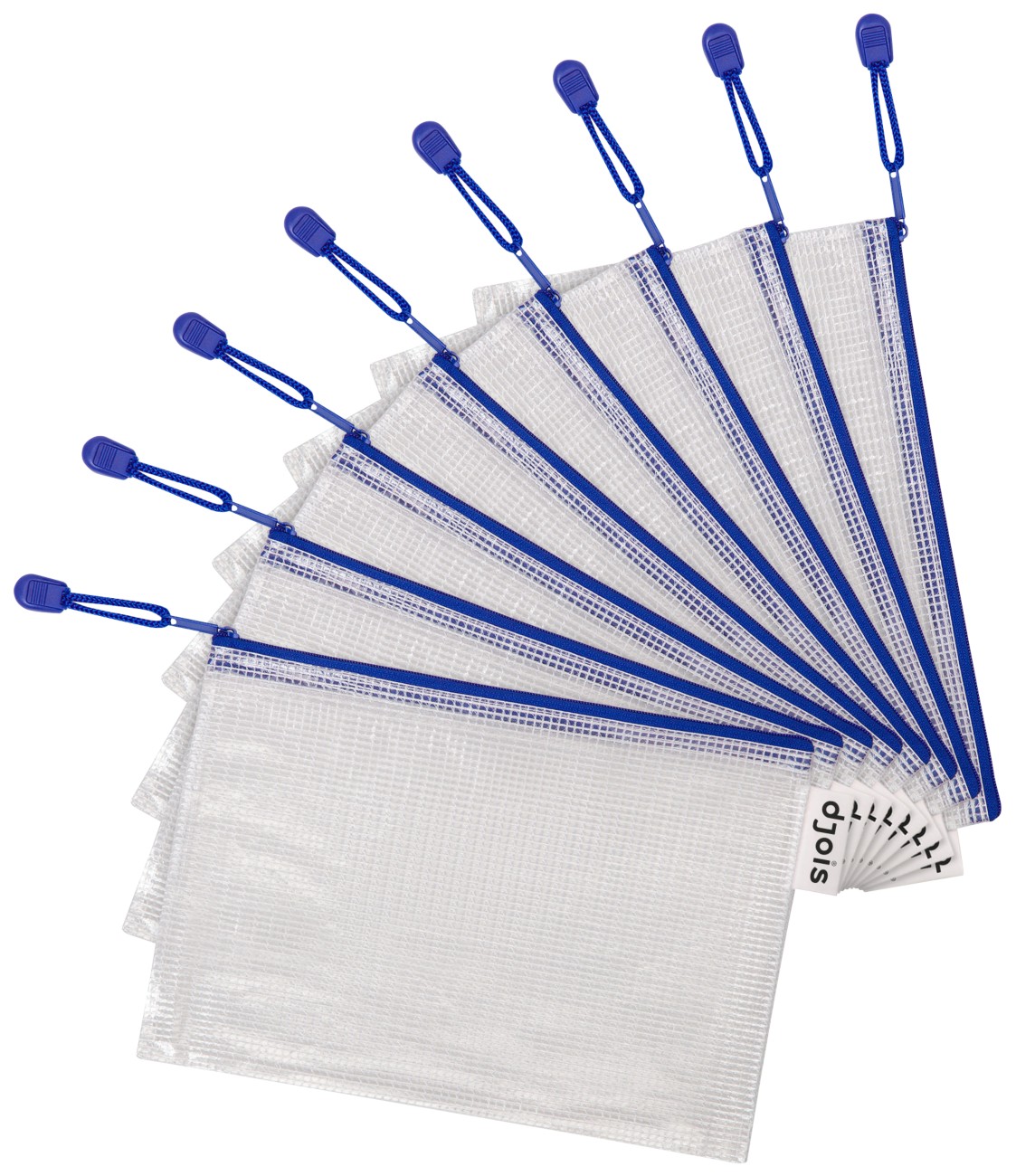 Djois Aufbewahrungstaschen DIN A5 Reißverschluss PVC (Polyvinylchlorid) Querformat 19,5 (B) x 26 (T) x 2,5 (H) cm Blau