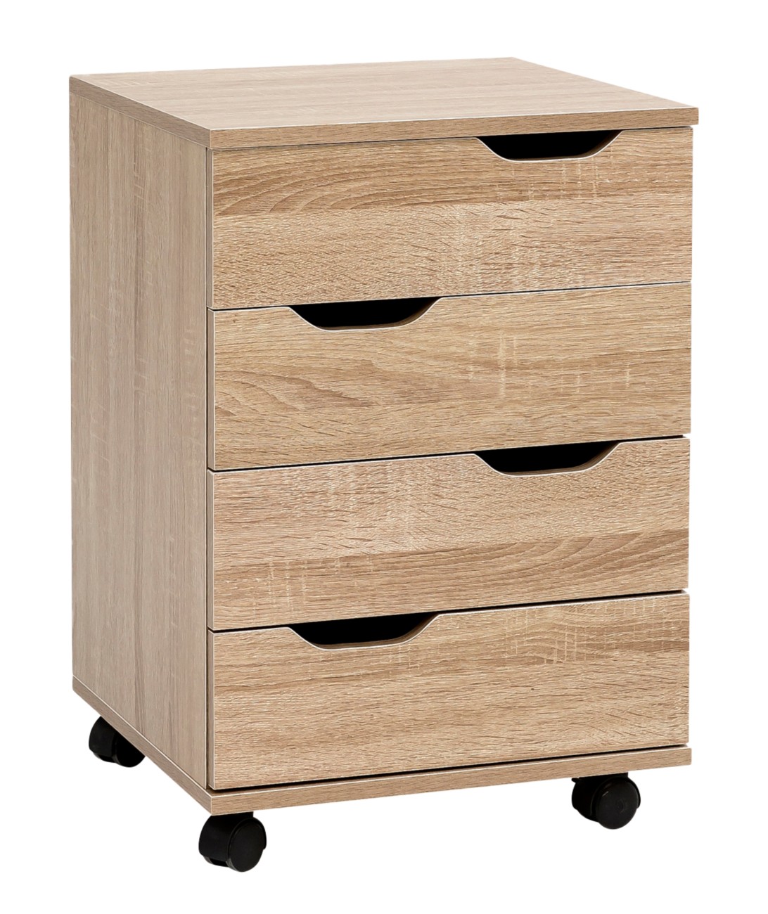 WOHNLING Standcontainer 4 Schubladen 400 x 400 x 600 mm Eiche
