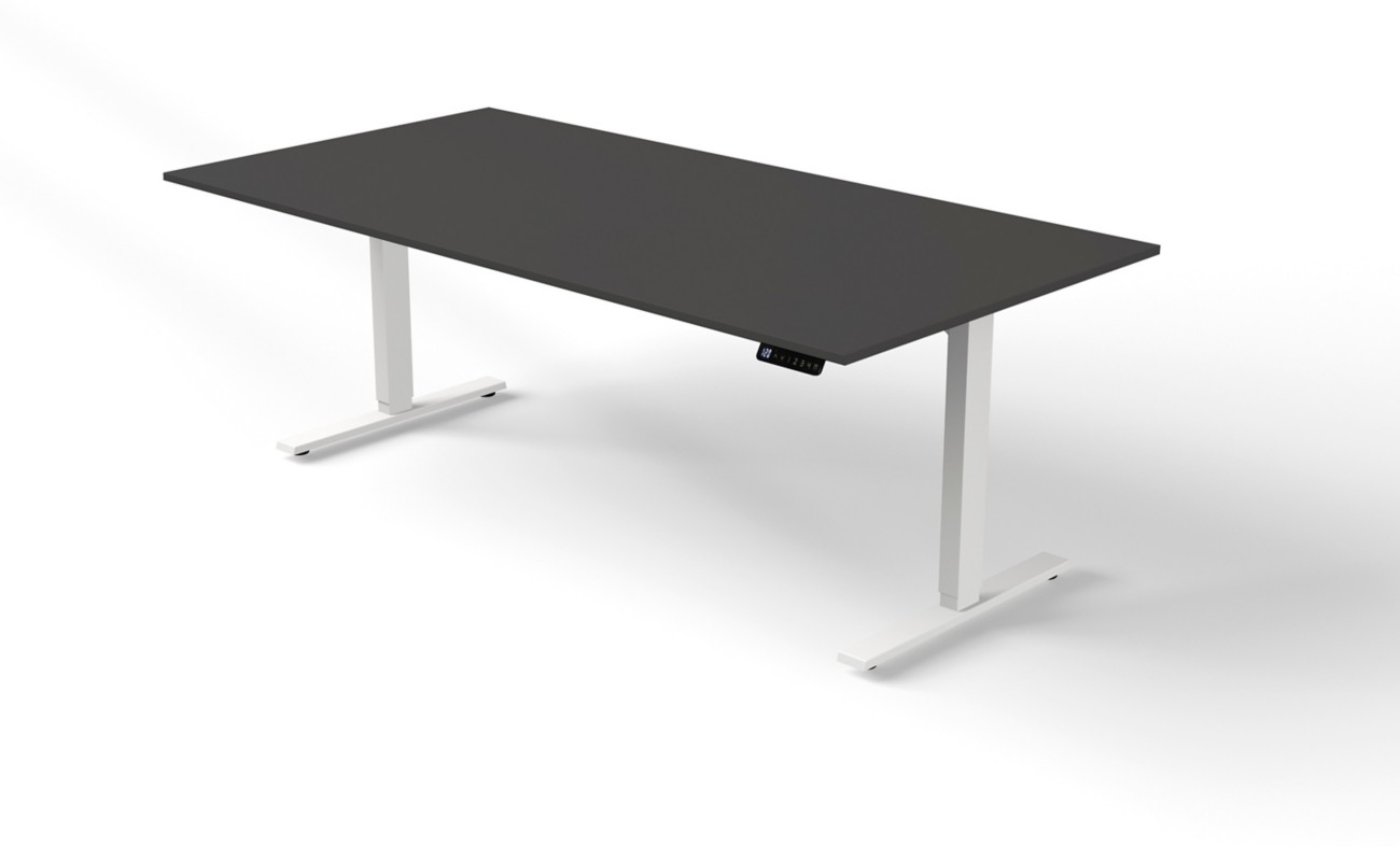 Kerkmann Move 3 Sitz-Stehschreibtisch Rechteckig Anthrazit T-Fuß 2.000 (B) x 1.000 (T) x 1.200 (H) mm Holz