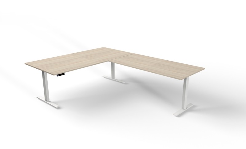 Thumbnail - Kerkmann Move 3 Sitz-Stehschreibtisch Freiform Ahorn T-Fuß 2.000 (B) x 1.000 (T) x 720 (H) mm Holz