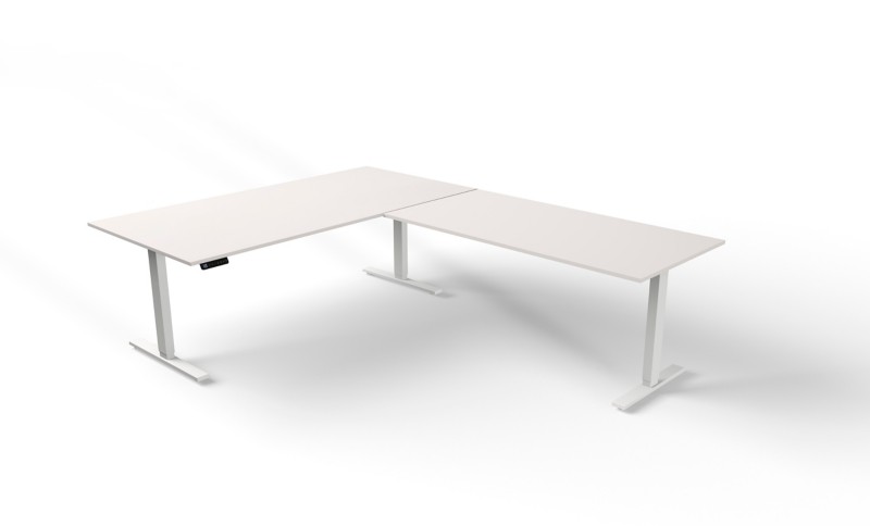 Thumbnail - Kerkmann Move 3 Sitz-Stehschreibtisch Freiform Weiß T-Fuß 2.000 (B) x 1.000 (T) x 720 (H) mm Holz