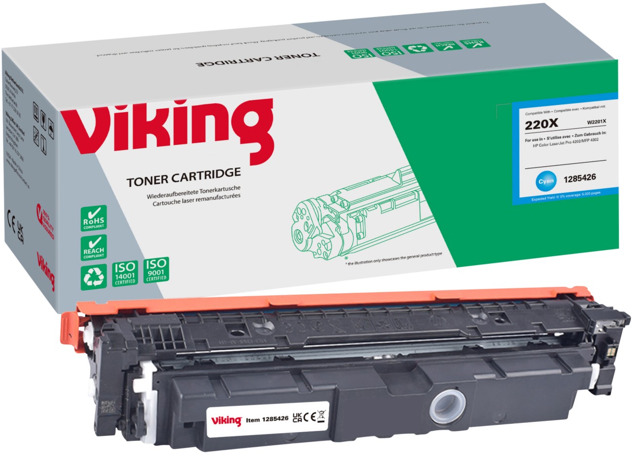 Viking Compatible 220X Hp Toner Cartridge W2201x Cyan