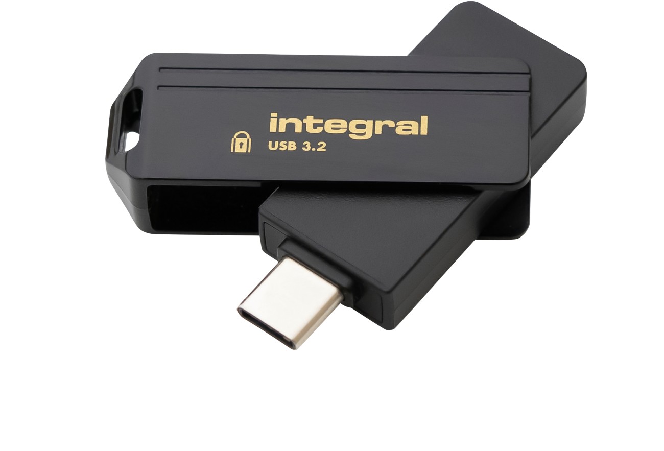 Integral Flash Drive 128 Gb Usb Type-C Black, Gold