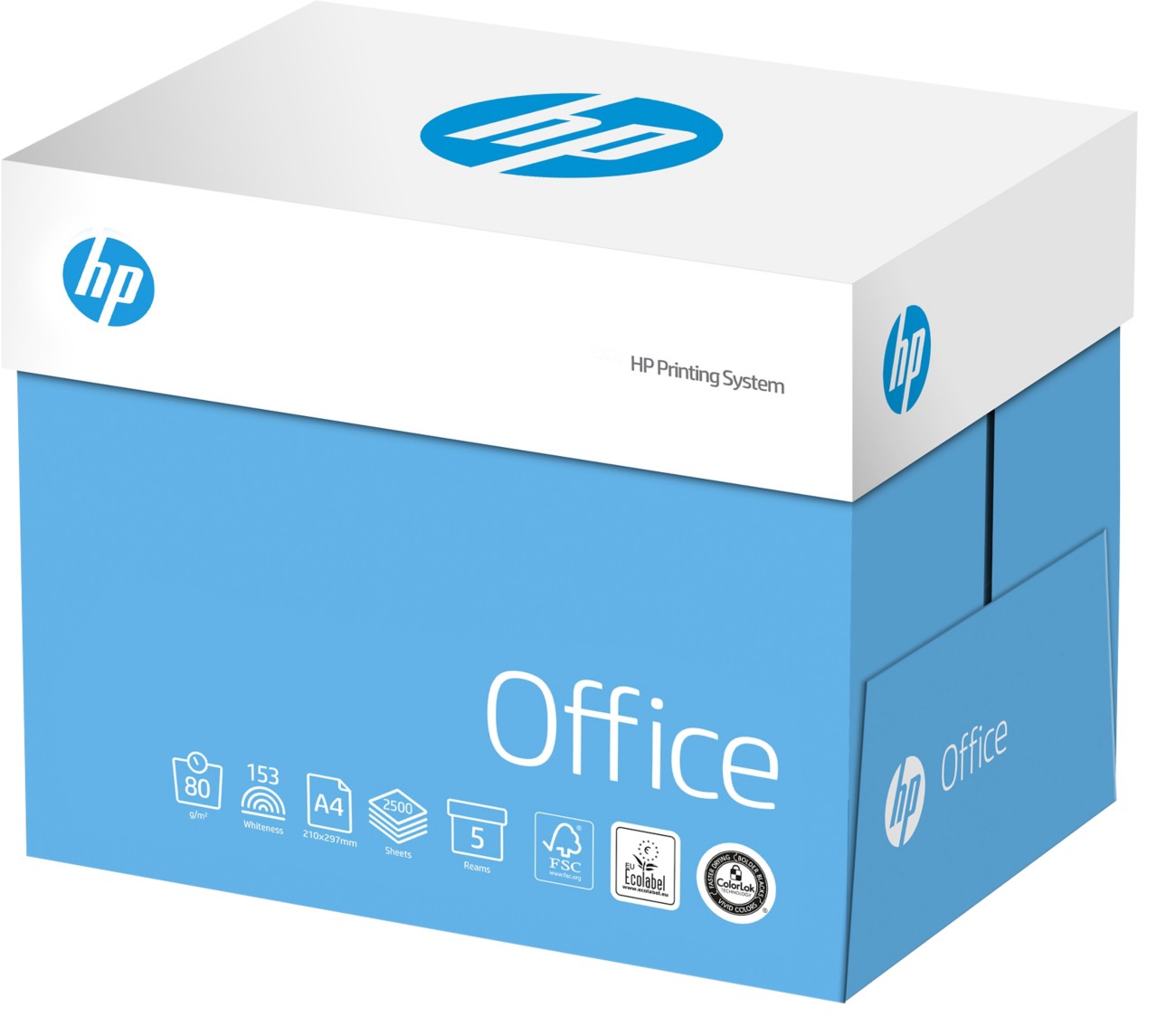 Thumbnail - HP Office DIN A4 Druckerpapier 80 g/m² Glatt Weiß 153 CIE 5 Pack à 500 Blatt