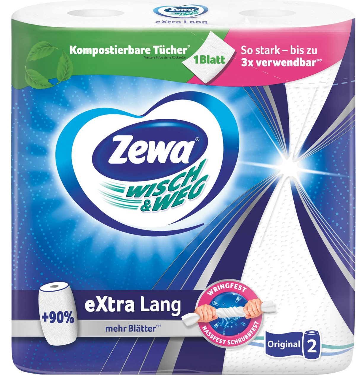 Zewa Küchenrolle Wisch & Weg Extra Lang 2 x 86 Blatt