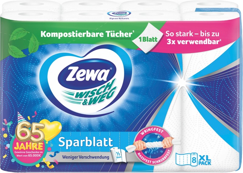 Zewa Küchenrolle Wisch & Weg Sparbuch 8 x 74 Blatt