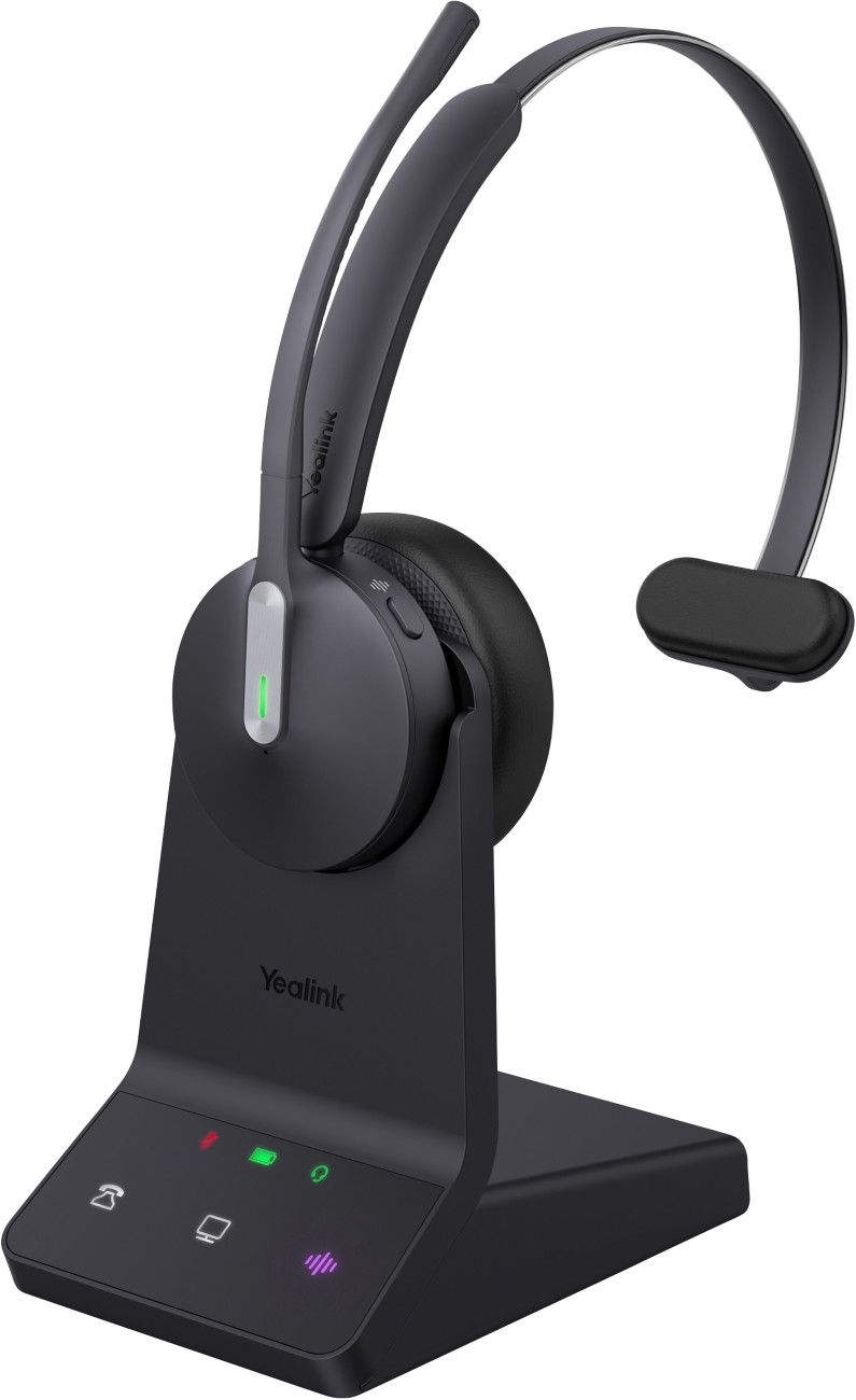 Yealink Wh64 Wireless Headset With Stand Uc Dect/Bluetooth Mono Usb-C/A