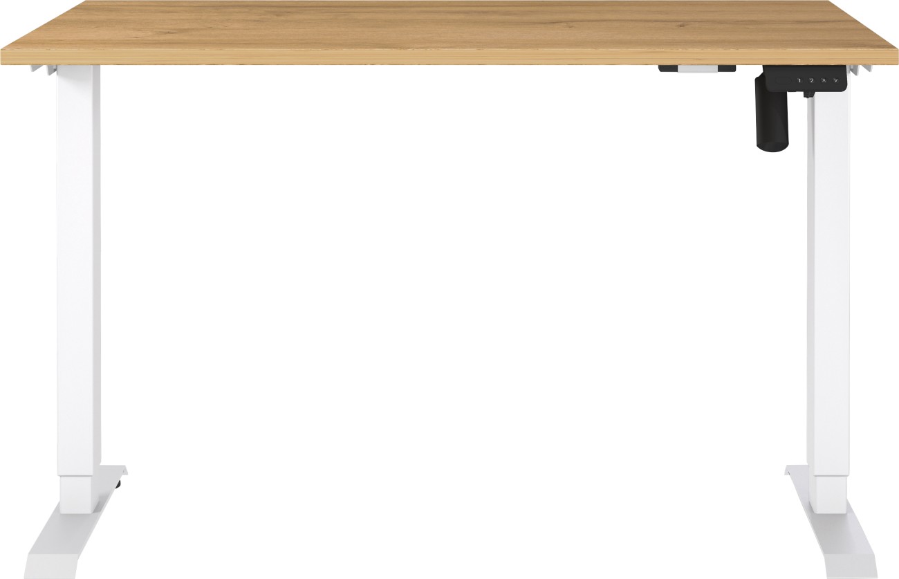 Germania Electronically Height Adjustable Sit Stand Desk Rectangular Grandson-Oak Repro T-Foot 1,200 (W) X 800 (D) X 1,200 (H) Mm Cardboard Metal