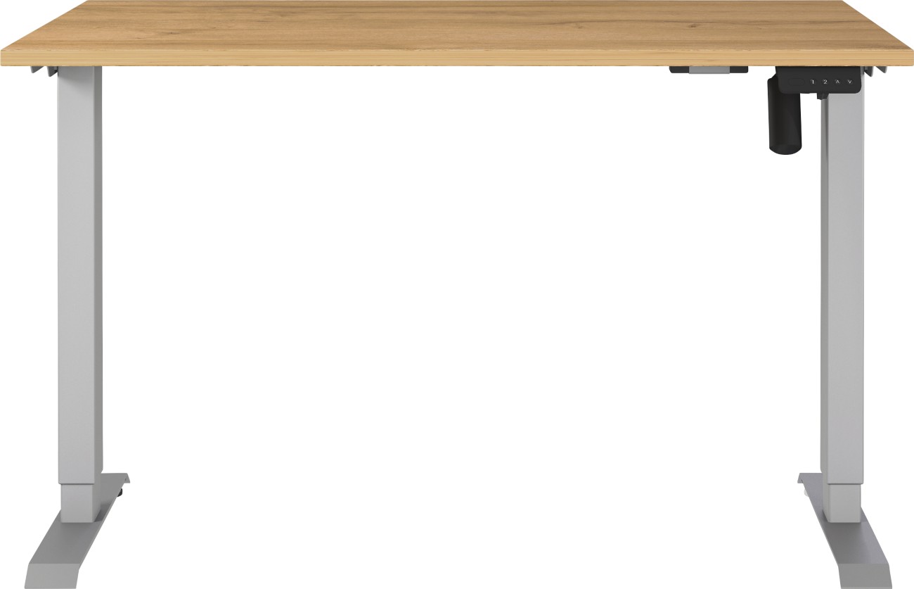 Germania Electronically Height Adjustable Sit Stand Desk Rectangular Grandson-Oak Repro T-Foot 1,200 (W) X 800 (D) X 1,200 (H) Mm Cardboard Metal