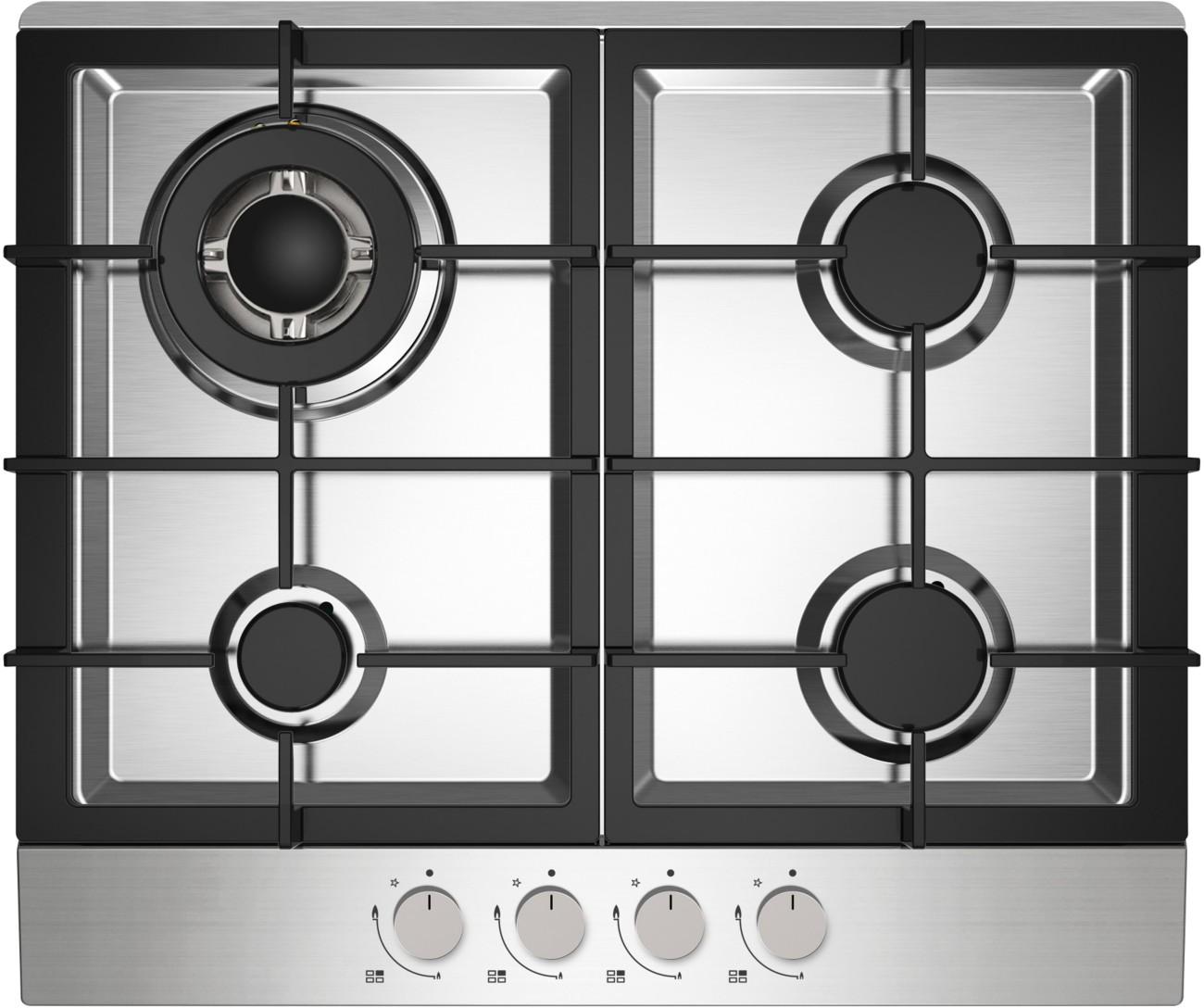 Statesman 60Cm 4 Zone Gas Hob Stainless Steel