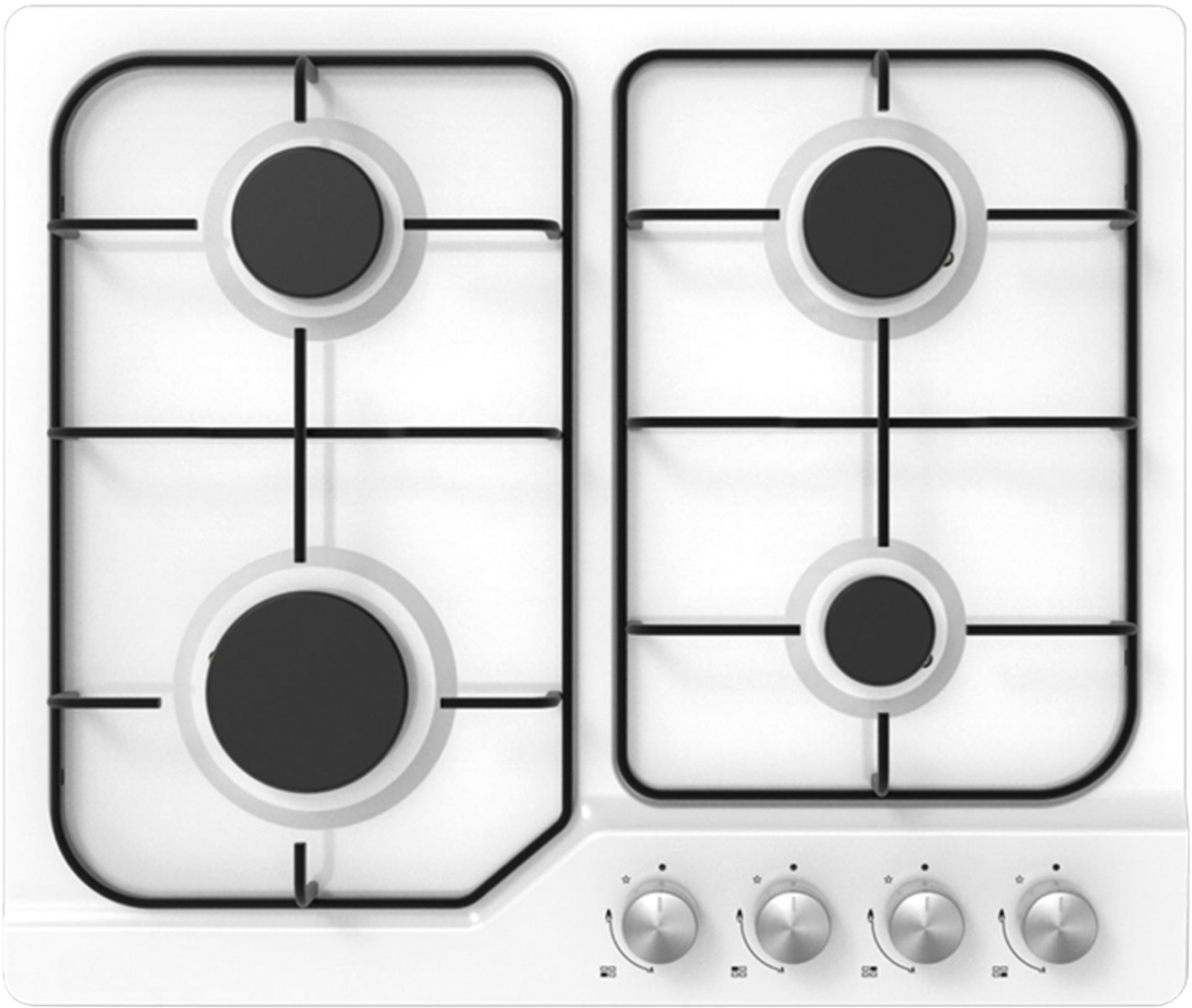 Statesman 60Cm 4 Zone Gas Hob White