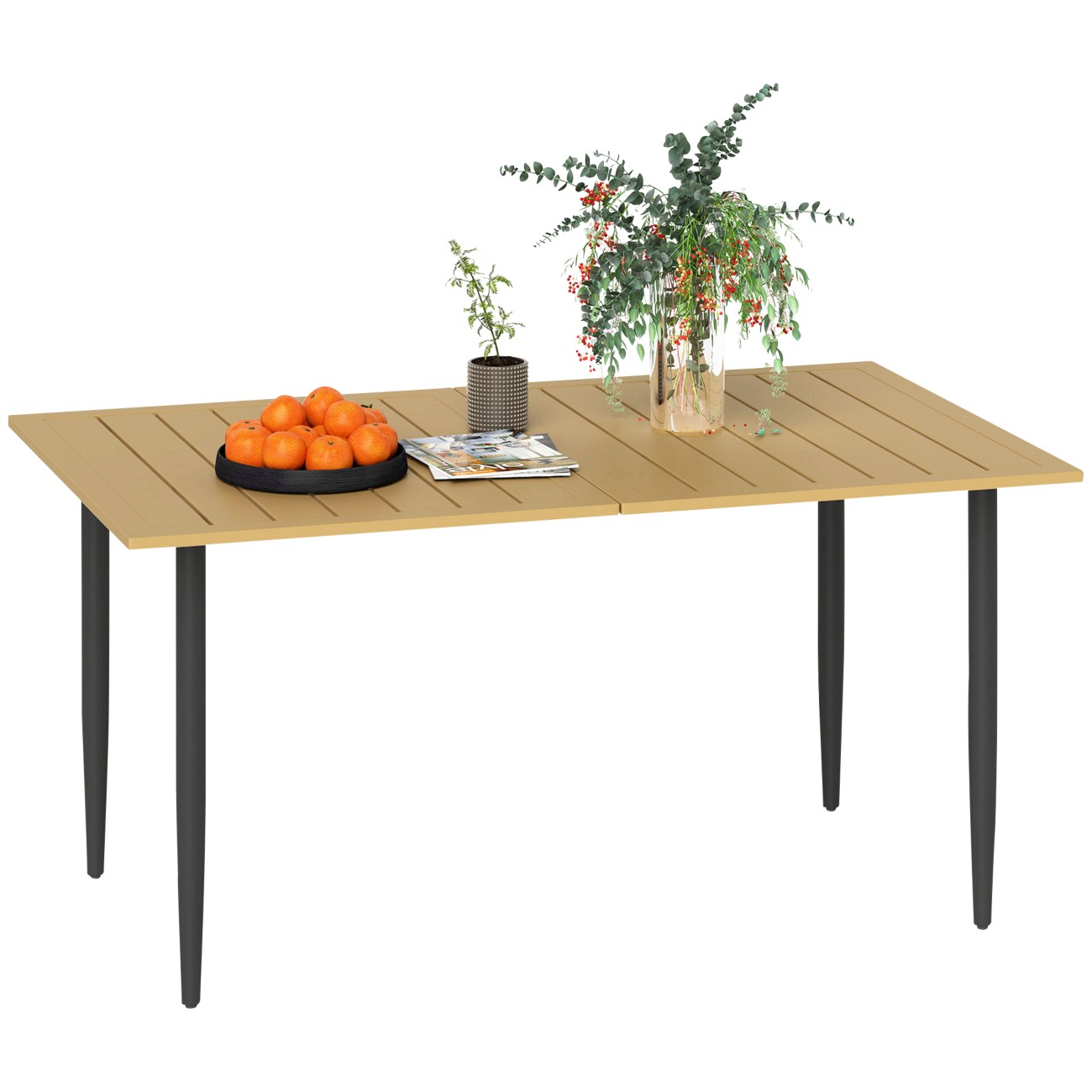 Outsunny Dining Table Steel, Metal 1,500 X 900 X 730 Mm