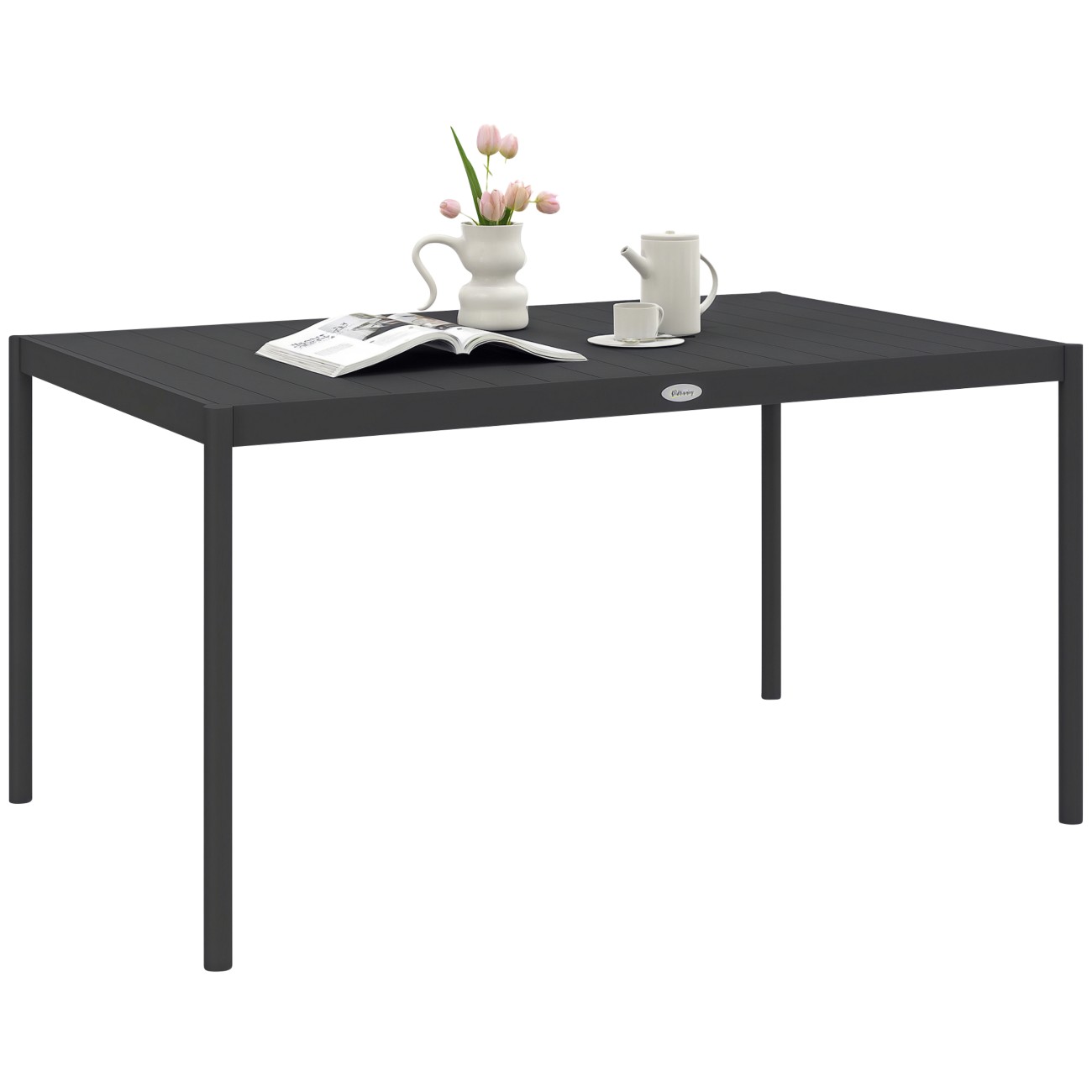 Outsunny Dining Table Aluminium, Steel 1,450 X 900 X 740 Mm