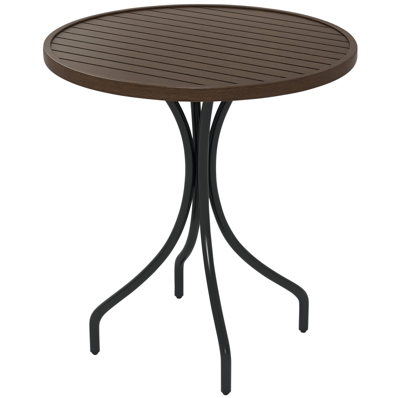 B&Q - Round Garden Table Outdoor Side Table With Steel Frame Brown - Image 4