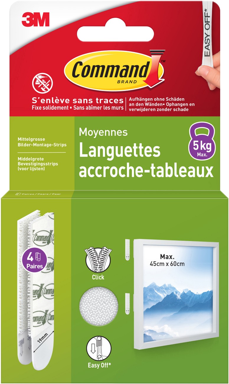 Command Poster Strips 17204WHI Weiß 14 mm (B) x 0,044 m (L) Kunststoff, Schaumstoff 4 Stück
