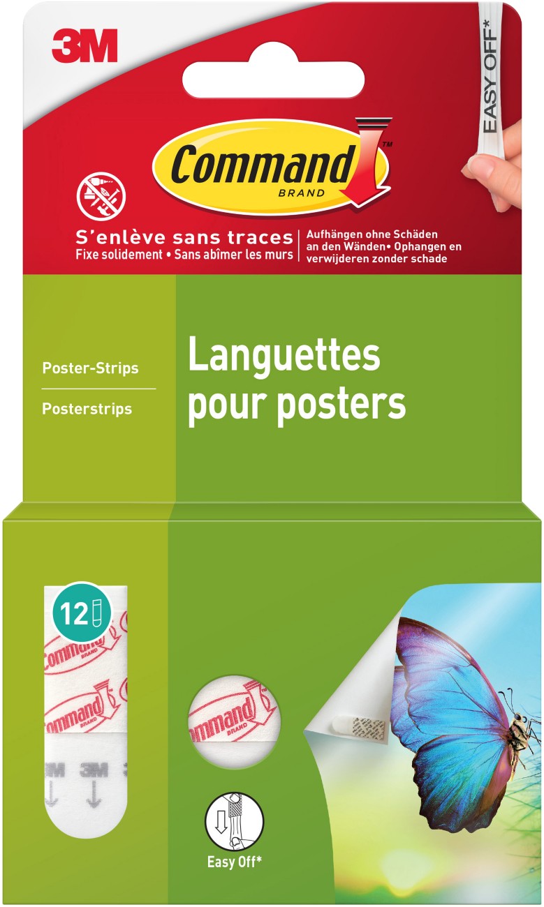 Command Poster Strips 17024 Weiß 14 mm (B) x 0,044 m (L) Schaumstoff 12 Stück