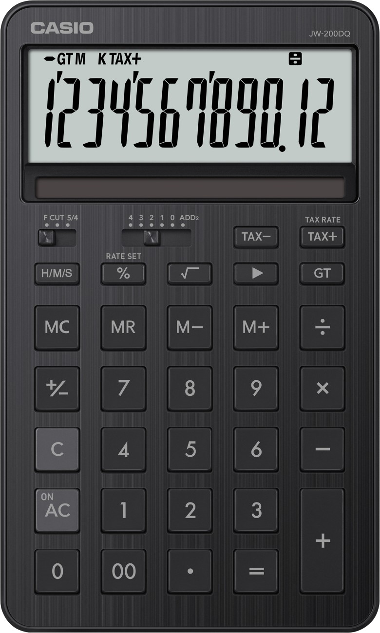 Casio Desktop Calculator Digit Display Black Battery Jw-200Dq-Bk